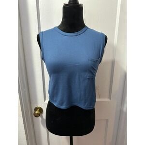 Brit & Bri Blue Cropped Tank in M